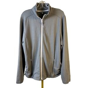 T by Talbots‎ UPF 50+ Sage Gray Zip Jacket Women's XL Ruched Sides Pockets